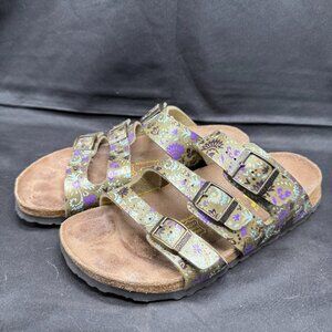 Papillio Birkenstock  Florida Magical Flow Green, Purple & Gold  3 Strap 37(6.5)